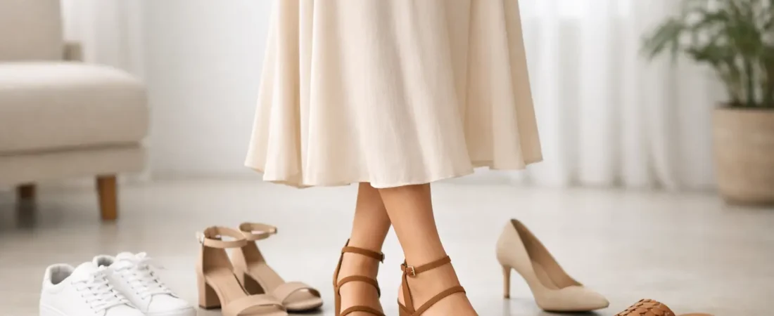 Qual sapato combina com vestido midi?