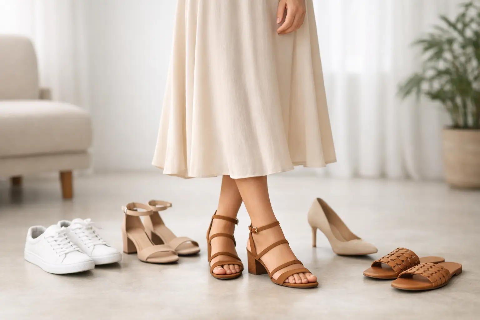 Qual sapato combina com vestido midi?