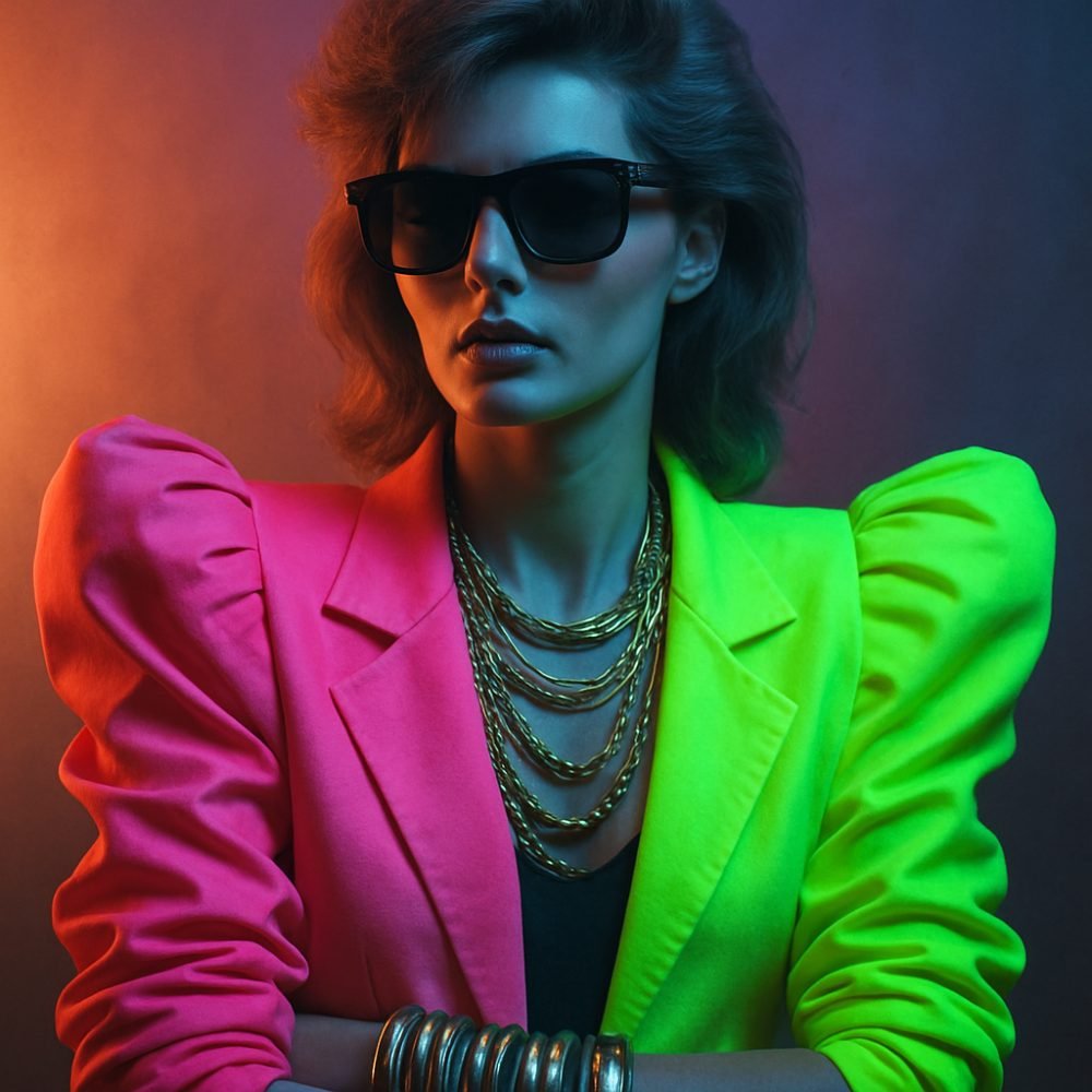 1980 moda: ombreiras, neon e acessórios que voltam em 2026